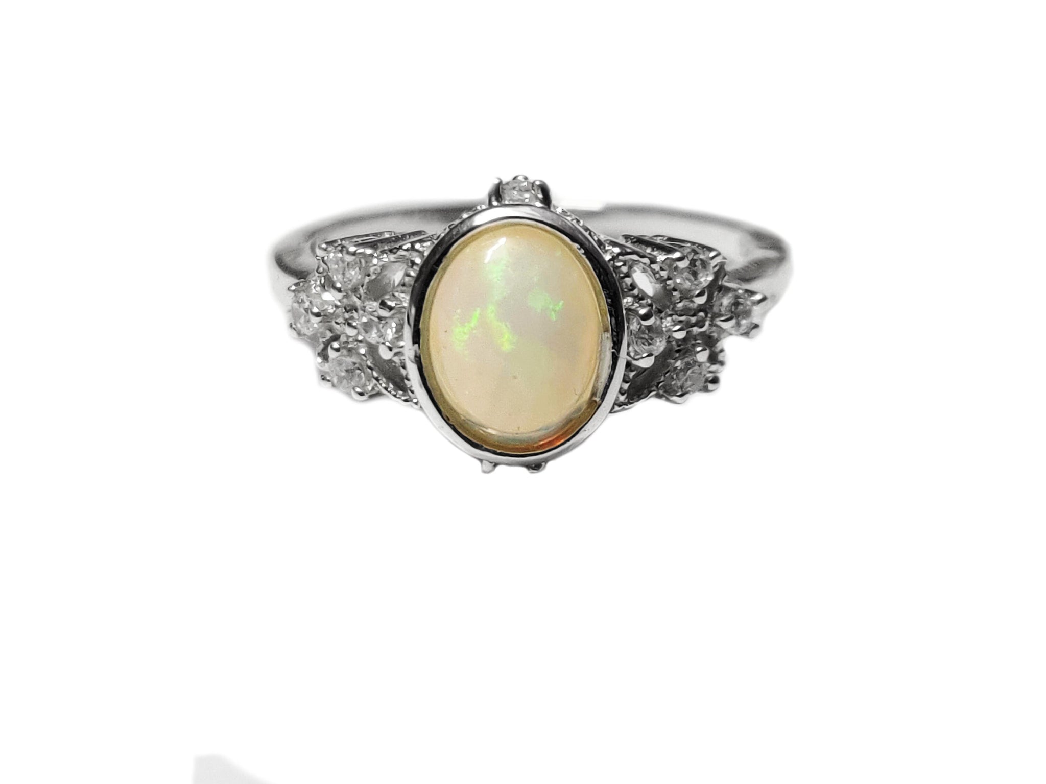 Opal Engagement Ring Vintage Opal Wedding Ring Silver Ring For Women Natural Ethiopian Opal Promise Ring October Birthstone Ring
