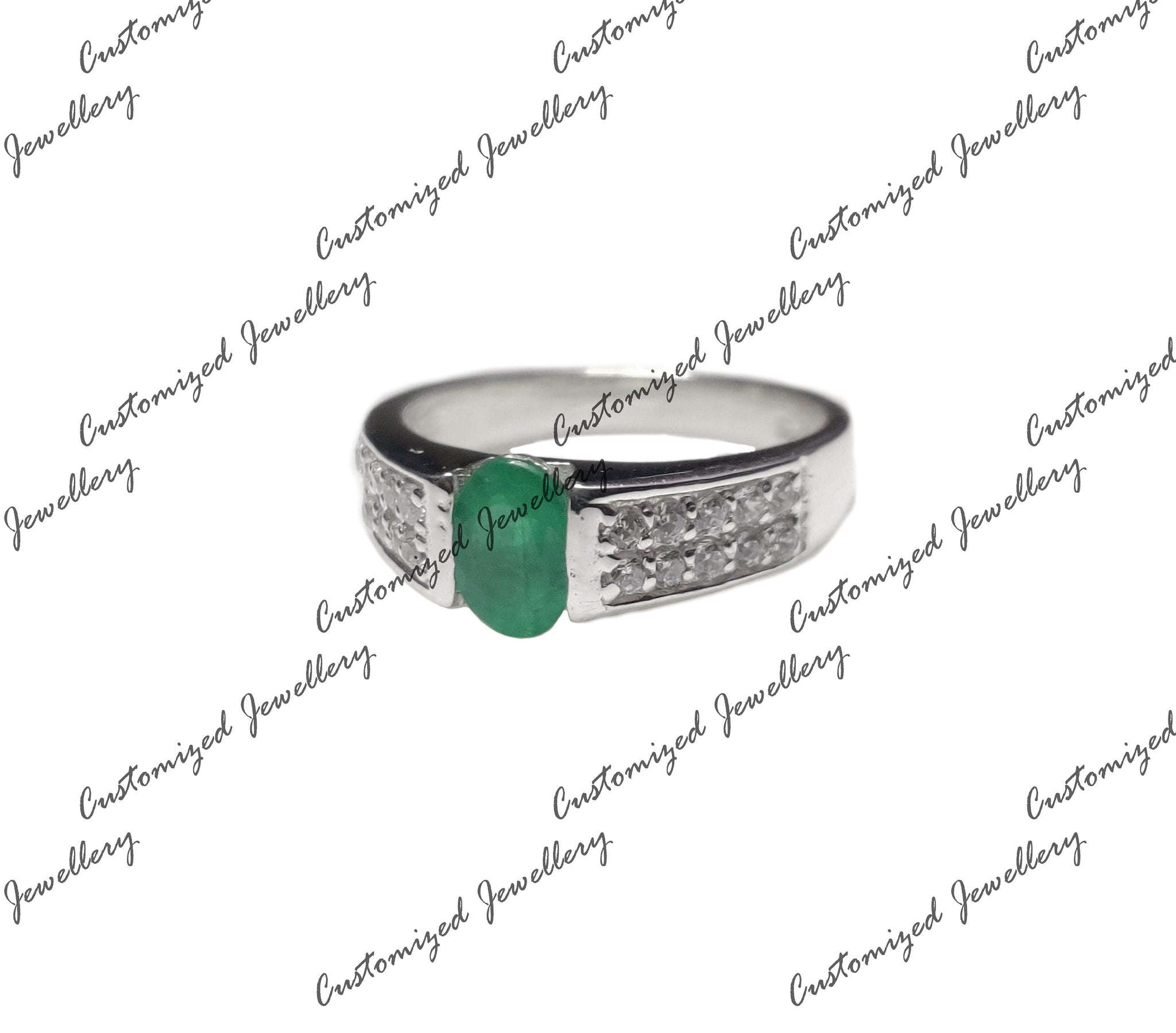 Genuine Emerald Band Natural Emerald Rings May Birthstone Ring Silver Emerald Bridal Ring Solid Silver Emerald Ring Emerald Anniversary Ring