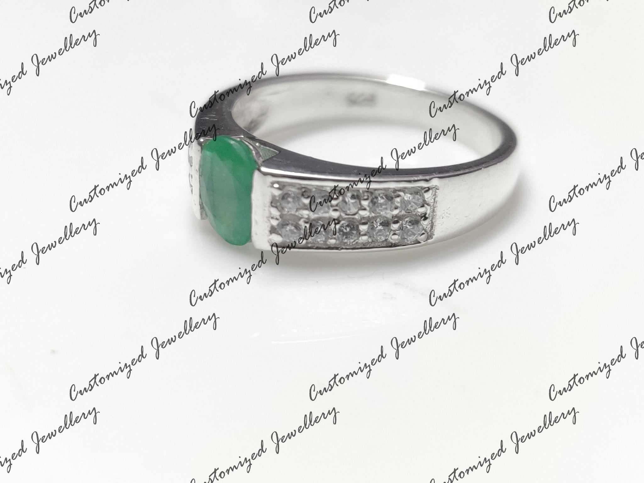 Genuine Emerald Band Natural Emerald Rings May Birthstone Ring Silver Emerald Bridal Ring Solid Silver Emerald Ring Emerald Anniversary Ring