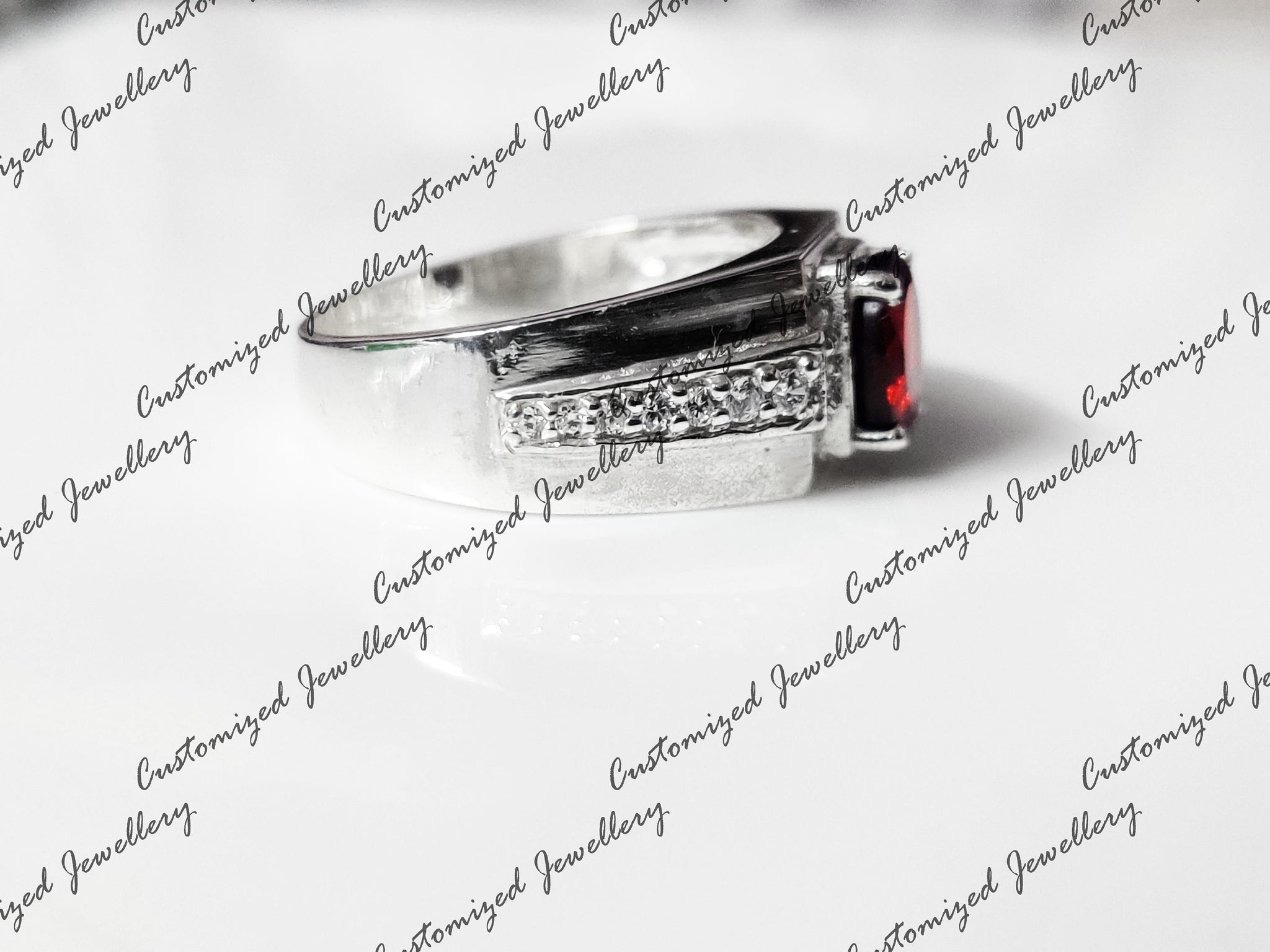 Solid Silver Garnet Ring NAtural Garnet Solitaire Band Wedding Band REd Garnet Birthstone Ring For Her Gift For Mothers Valentine Gift