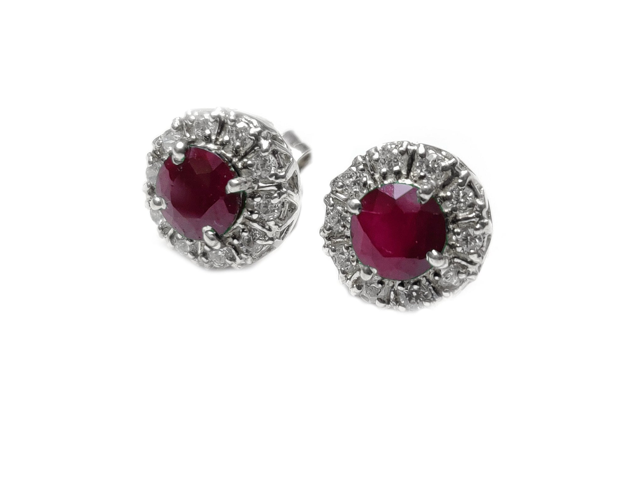 Silver Ruby Stud Earrings Natural Ruby Cluster Earrings 2.5 Ct Ruby Earrings July Birthstone Earrings Stud Earrings Pink Ruby Stud Earrings