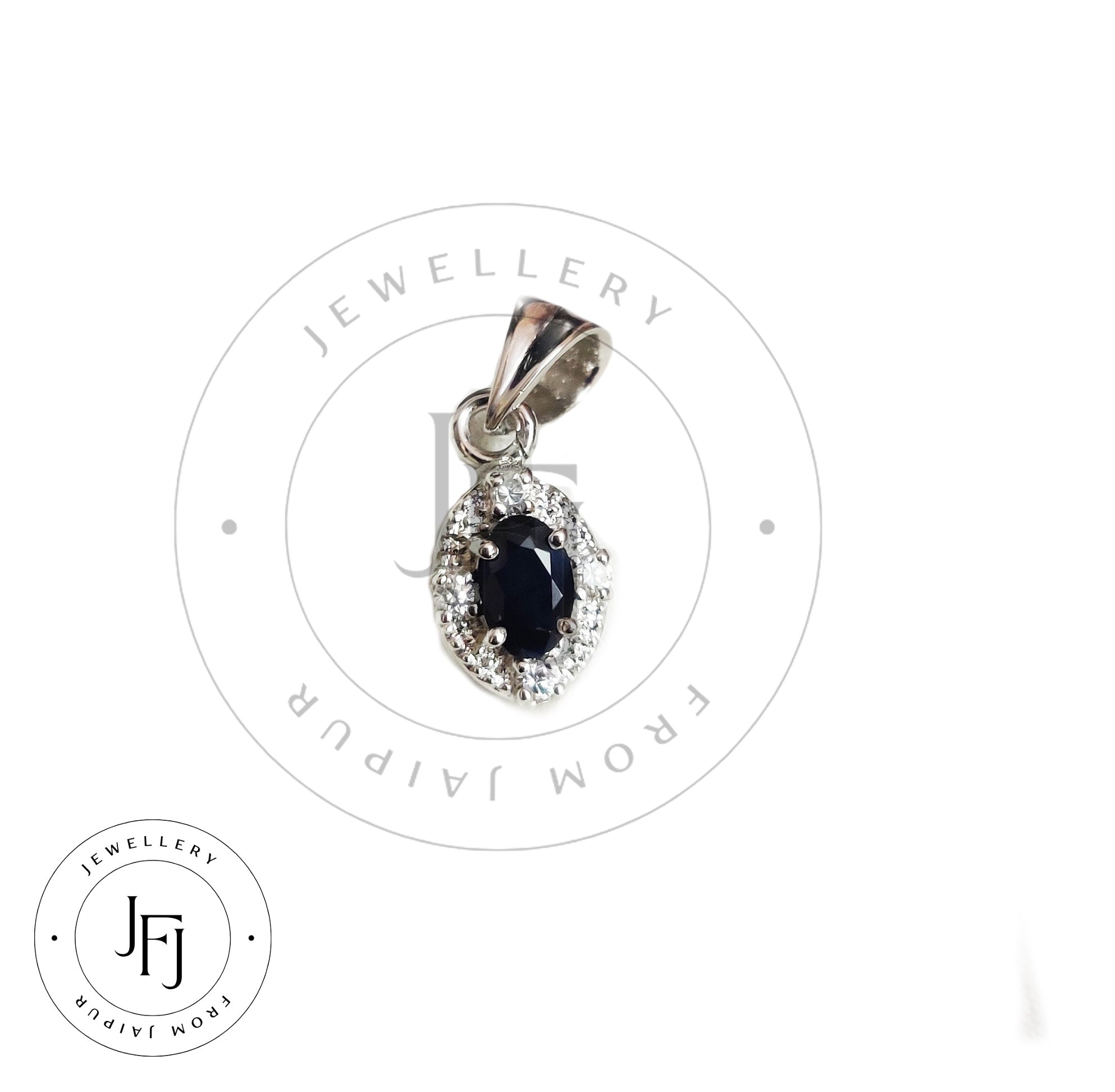 Silver Blue Sapphire Pendant 4x6 mm Oval Blue Sapphire 925 Sterling Silver Blue Sapphire Pendant