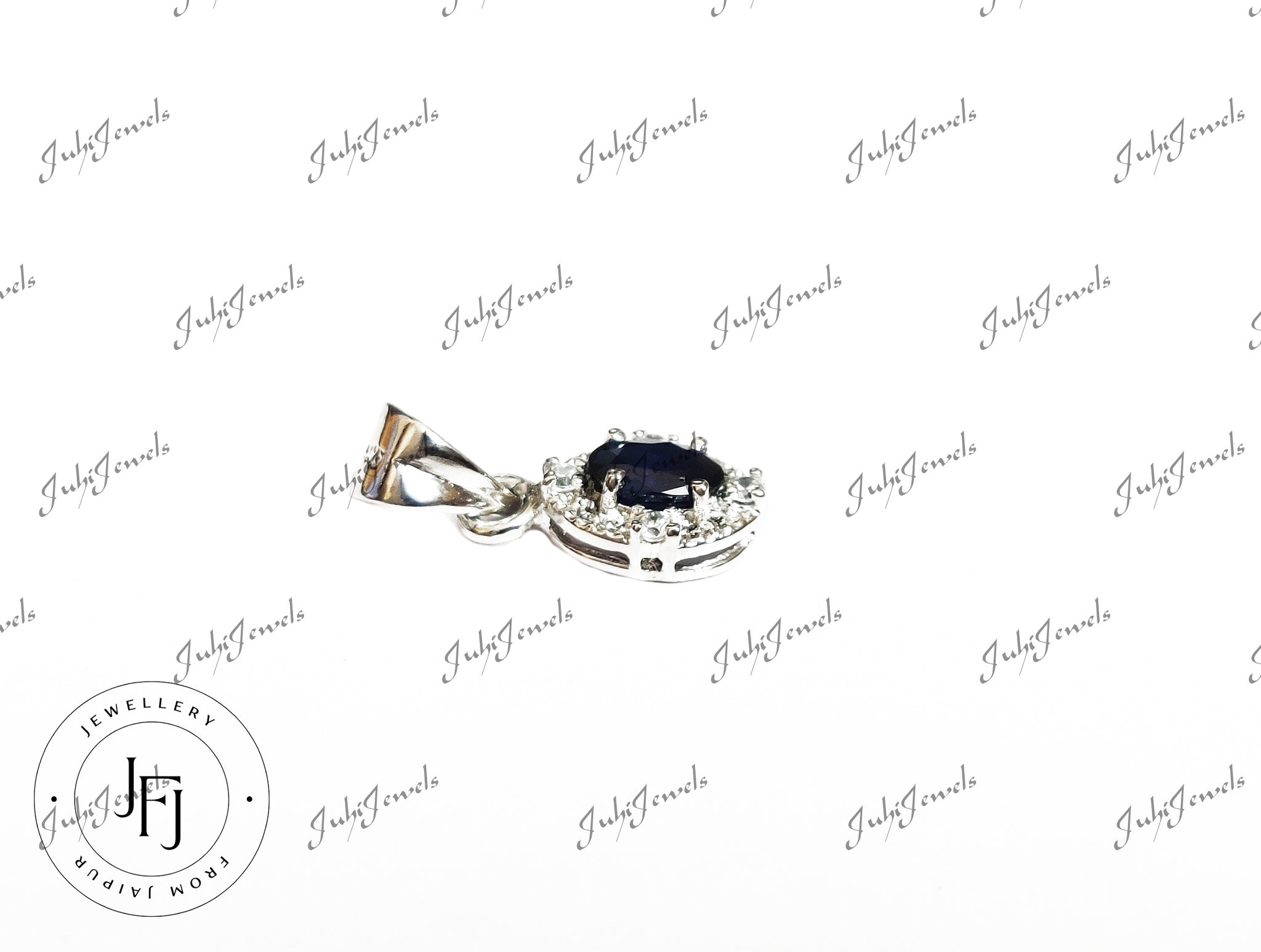 Silver Blue Sapphire Pendant 4x6 mm Oval Blue Sapphire 925 Sterling Silver Blue Sapphire Pendant