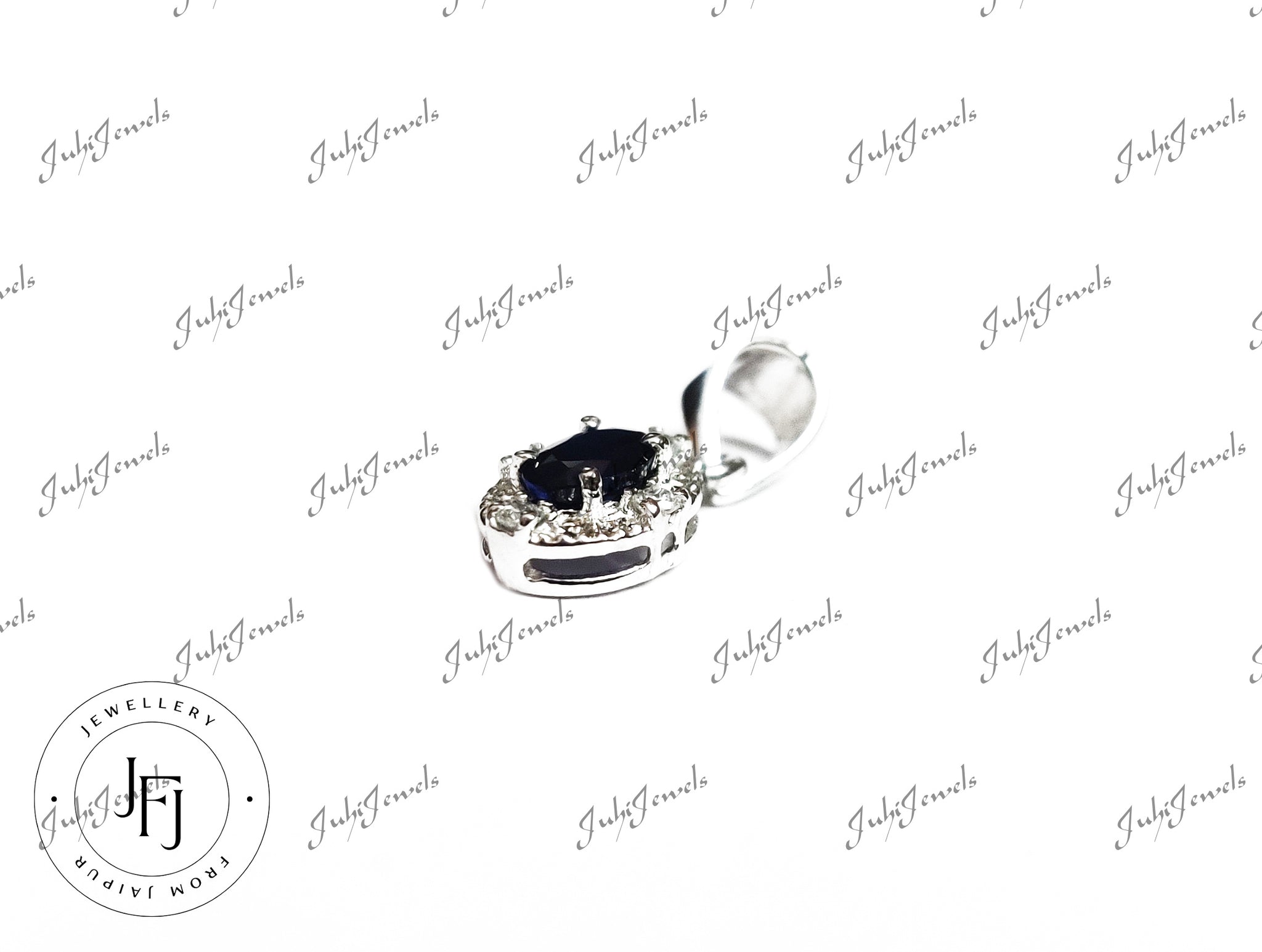 Silver Blue Sapphire Pendant 4x6 mm Oval Blue Sapphire 925 Sterling Silver Blue Sapphire Pendant